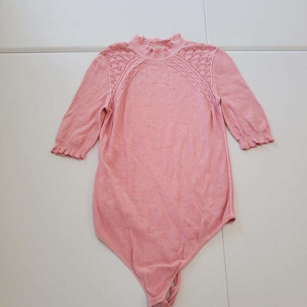 Intimately Free People Bodysuit Womens Medium Pink Lace Mock Neck Cottagecore